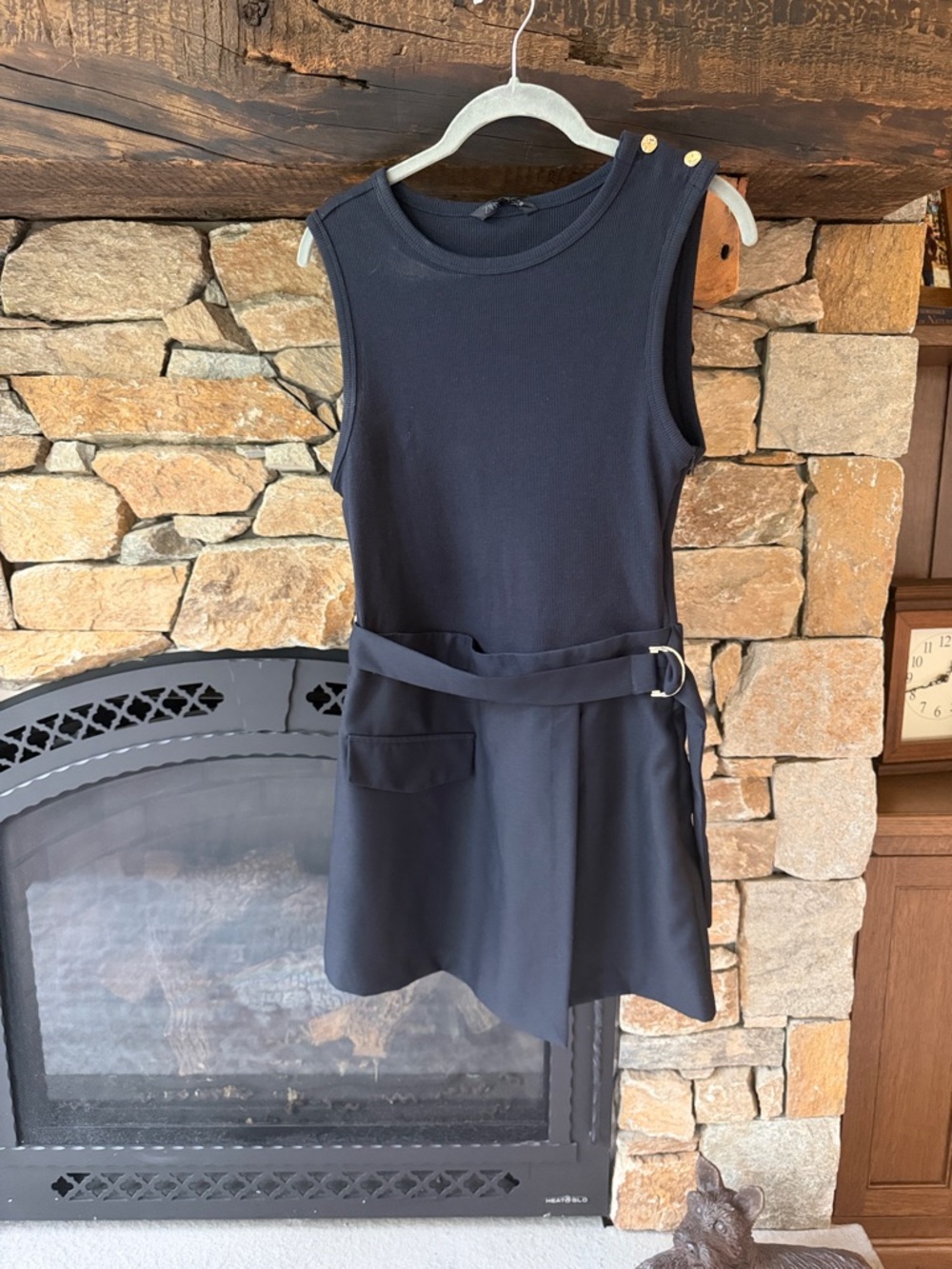 ZARA Navy Sleeveless Belted Dress - NWT